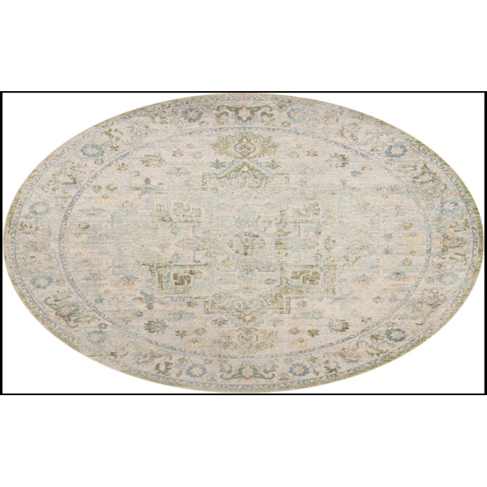 Nourison Astra Machine Washable Blue Green ASW12 7 ft. 10 in. Round Rug