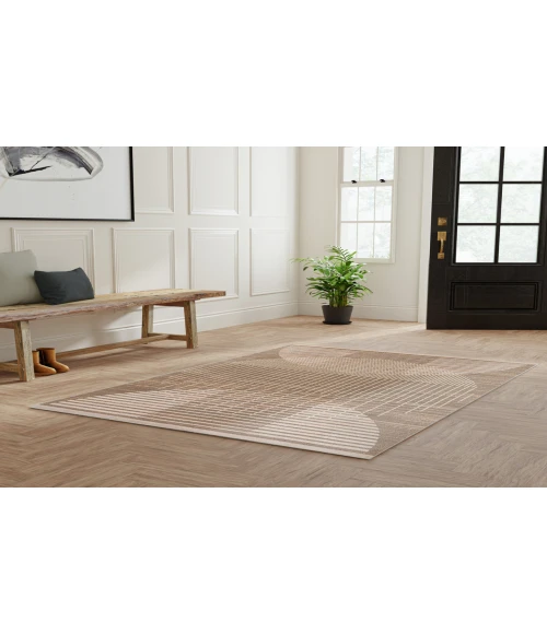 Nourison Astra Machine Washable Latte ASW03 5 ft. 3 in. X 7 ft. Rectangle Rug