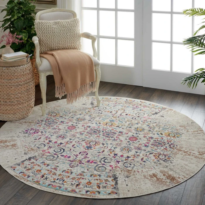 Nourison Vintage Kashan Round Area Rug VKA02-Ivory