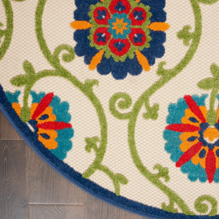 Nourison Aloha Round Area Rug ALH19-Blue/Multicolor