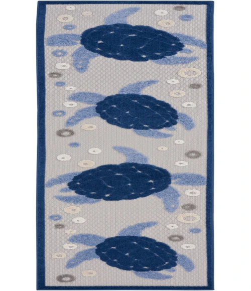Nourison Aloha Navy Blue ALH27 2 ft. 3 in. X 8 ft. Rectangle Rug