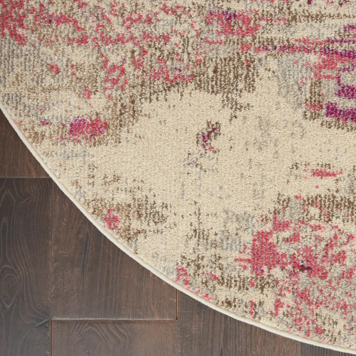 Nourison Celestial Round Area Rug CES02-Ivory/Pink