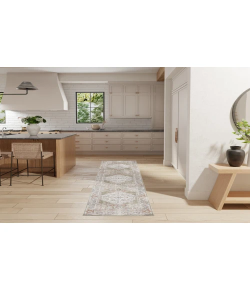 Nourison Astra Machine Washable Sage Multicolor ASW11 2 ft. X 6 ft. Rectangle Rug