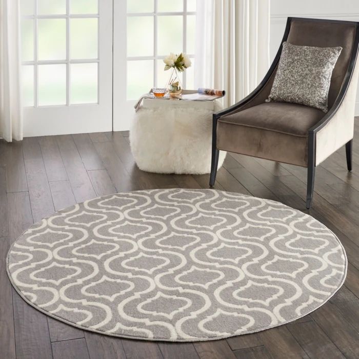 Nourison Jubilant Round Area Rug JUB19-Grey