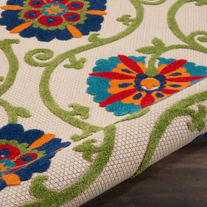 Nourison Aloha Round Area Rug ALH19-Blue/Multicolor