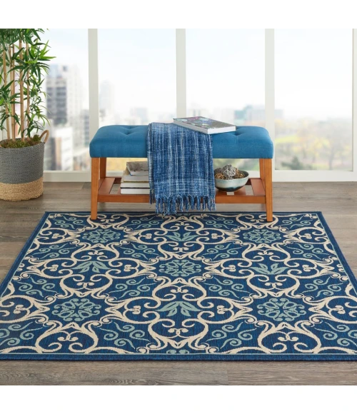 Nourison Caribbean Square Area Rug CRB02-Navy