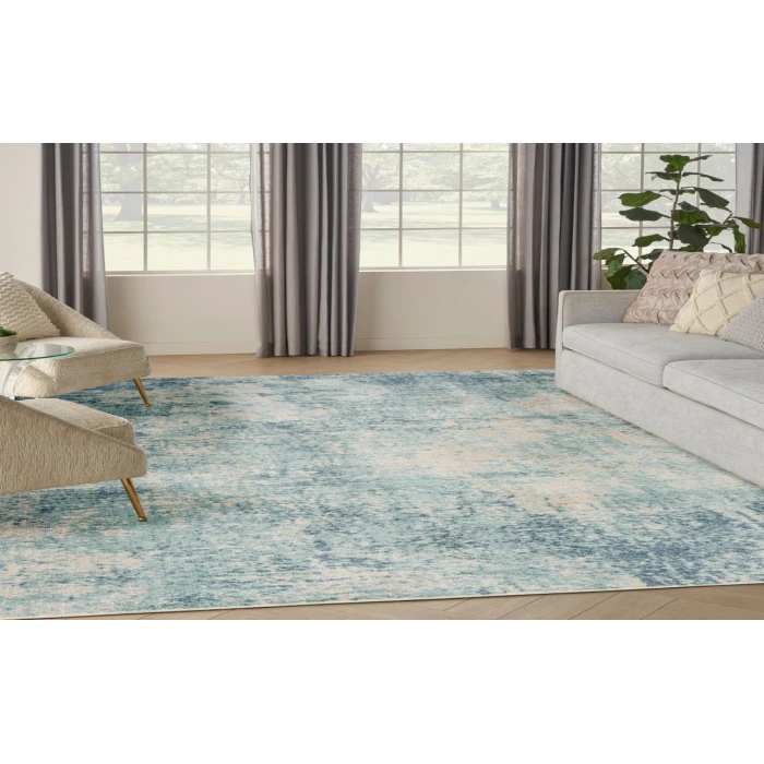 Nourison Astra Machine Washable Blue Ivory ASW07 9 ft. X 12 ft. Rectangle Rug