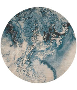 Nourison Home Maxell MAE08 Ivory/Teal 8 ft. Round Area Rug