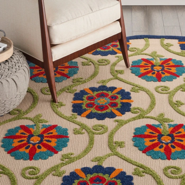 Nourison Aloha Round Area Rug ALH19-Blue/Multicolor