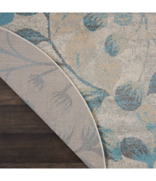 Nourison Tranquil Round Area Rug TRA03-Ivory/Turquoise