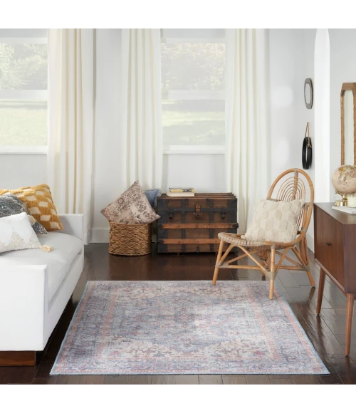 Nicole Curtis Machine Washable Series 1 Area Rug SR104 Blue/Multi 5' x 7'