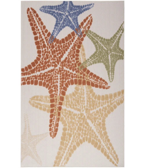 Nourison Aloha Ivory Multicolor ALH28 5 ft. 3 in. X 7 ft. 5 in. Rectangle Rug