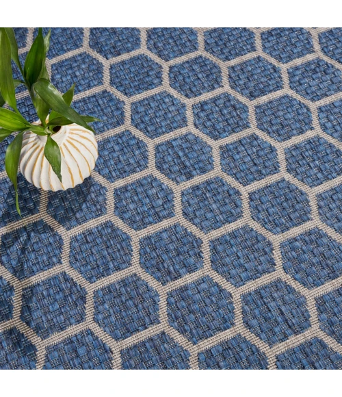 Nourison Twist Reversible Blue TWS01 8 ft. X Round Rug