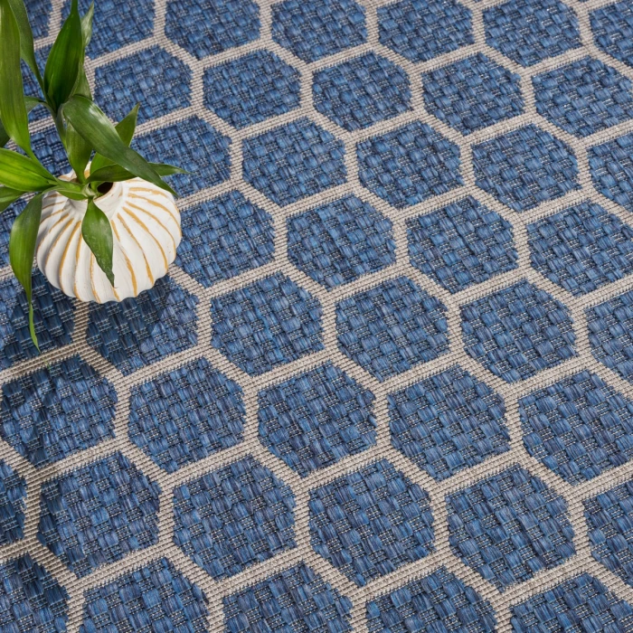 Nourison Twist Reversible Blue TWS01 8 ft. X Round Rug