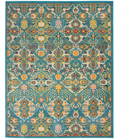 Nourison Allur Area Rug ALR03 Turquoise Ivory
