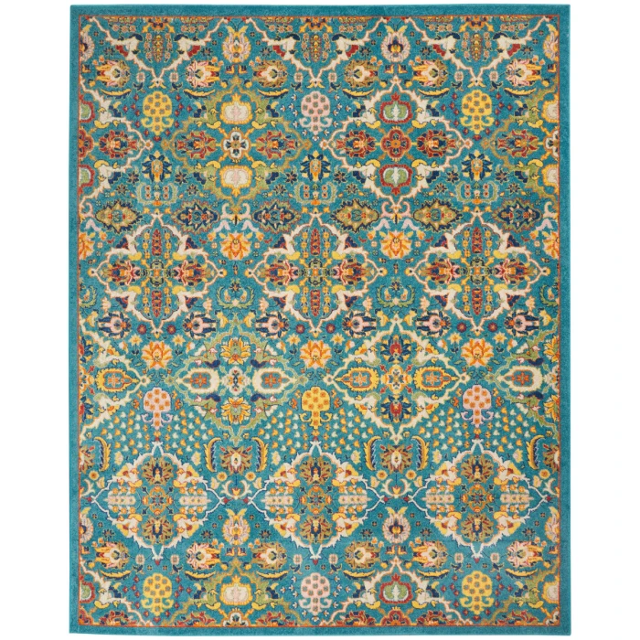 Nourison Allur Area Rug ALR03 Turquoise Ivory