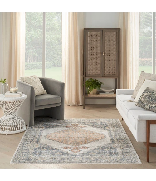 Nourison Astra Machine Washable Area Rug ASW11 Grey/Gold