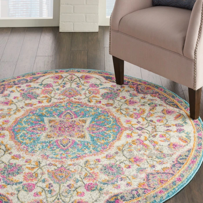 Nourison Passion Round Area Rug PSN22-Ivory/Multi