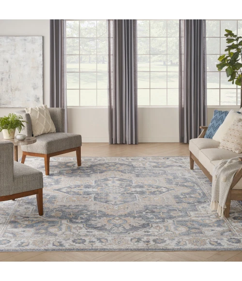 Nourison Astra Machine Washable Area Rug ASW12 Grey/Blue