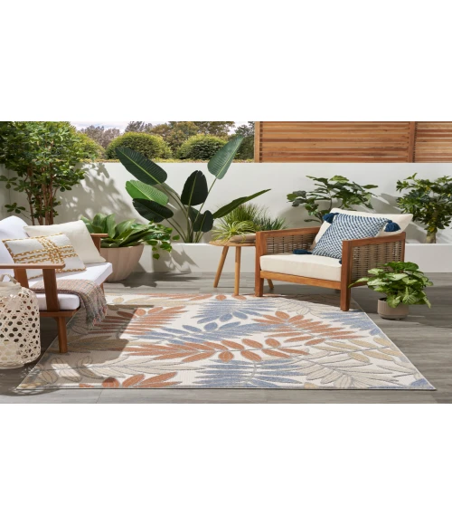 Nourison Aloha Blue Mocha ALH18 6 ft. X 9 ft. Rectangle Rug