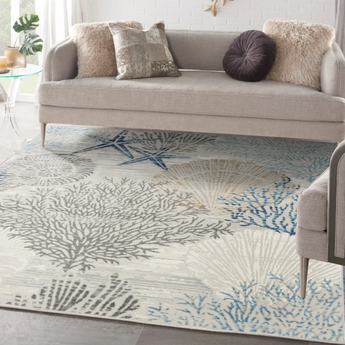 Nourison Seaside Ivory Grey Blue SDS04 5 ft. X Square Rug