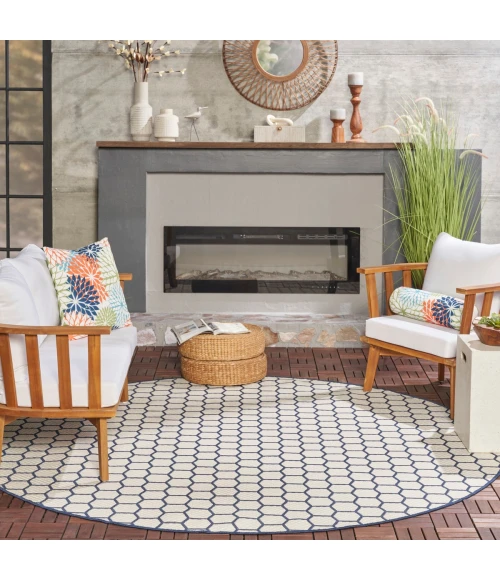 Nourison Twist Reversible Navy TWS01 8 ft. X Round Rug