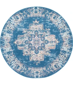 Nourison Home Grafix GRF14 Blue 5 ft. 3 in. Round Area Rug