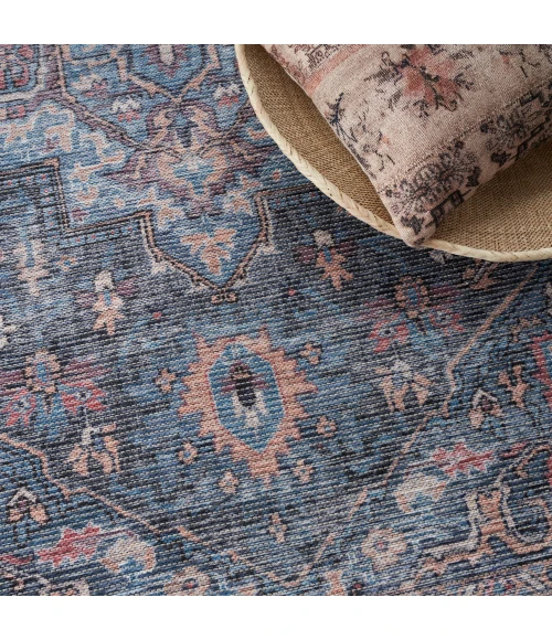 Nicole Curtis Machine Washable Series 1 Area Rug SR101 Light Blue Multi