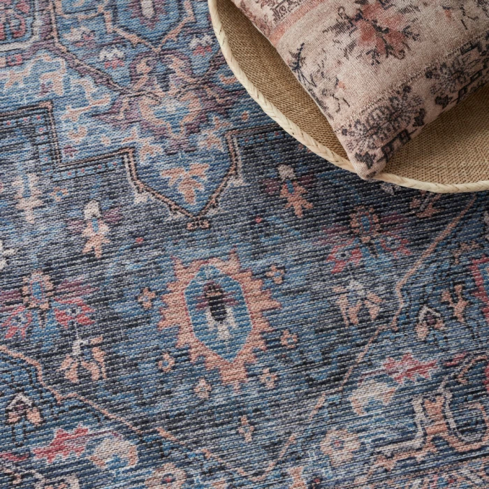 Nicole Curtis Machine Washable Series 1 Area Rug SR101 Light Blue Multi
