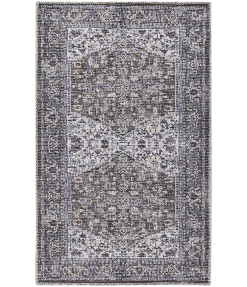 Nicole Curtis Machine Washable Series 1 Olive Ivory SR104 3 ft. X 5 ft. Rectangle Rug