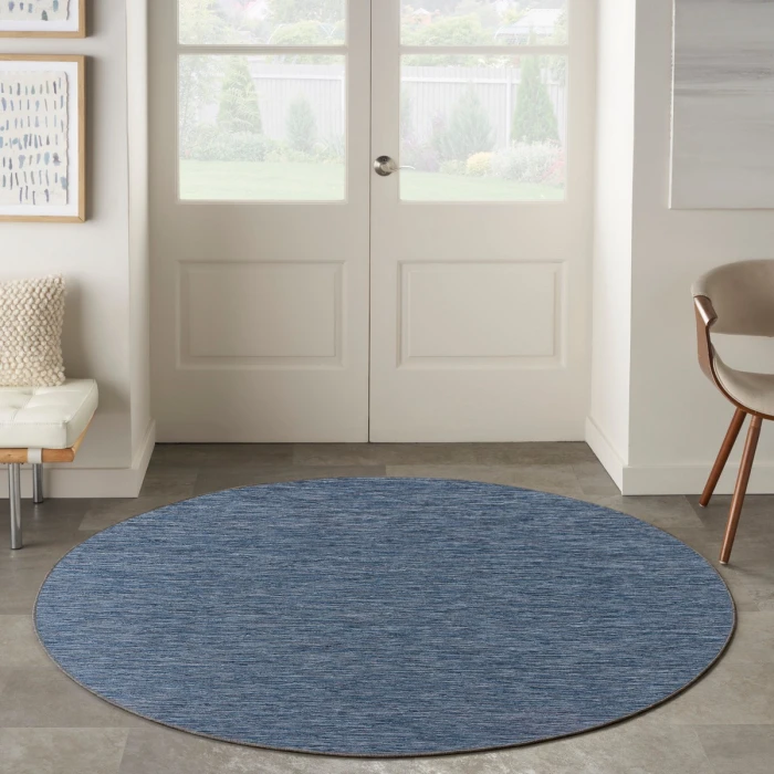 Nourison Washable Solutions Navy Blue WSL01 8 ft. X Round Rug
