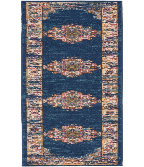 Nourison Passion Navy PSN03 2 ft. 2 in. X 10 ft. Rectangle Rug