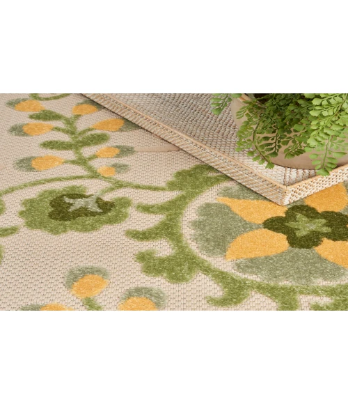 Nourison Aloha Ivory Green ALH17 5 ft. 3 in. Round Rug
