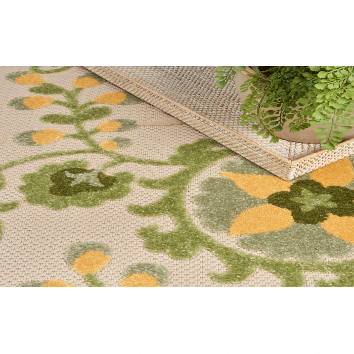 Nourison Aloha Ivory Green ALH17 5 ft. 3 in. Round Rug