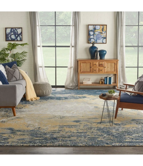Nourison Twilight Area Rug TWI22 Navy Gold 12' x 15'