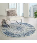 Nourison Tranquil Round Area Rug TRA06-Ivory/Light Blue