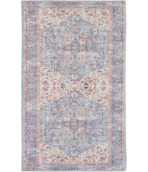 Nicole Curtis Machine Washable Series 1 Blue Multicolor SR104 2 ft. 2 in. X 12 ft. Rectangle Rug