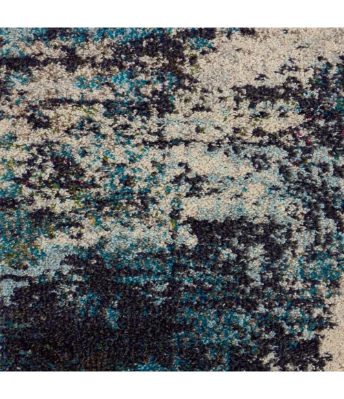 Nourison Celestial Area Rug CES02-Ivory/Teal Blue