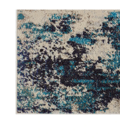 Nourison Celestial Area Rug CES02-Ivory/Teal Blue
