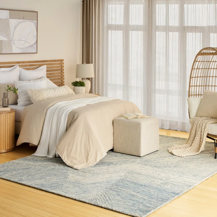 DKNY Pure Angles Ivory Blue ANG01 9 ft. X 12 ft. Rect. Rug