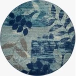 Nourison Home Tranquil TRA01 Navy/Light Blue 5 ft. 3 in. Round Area Rug