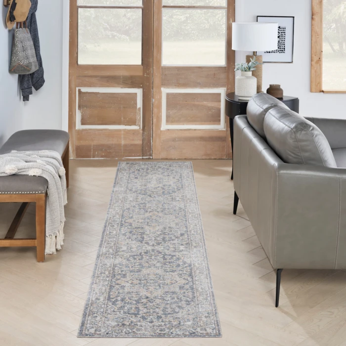 Nourison Astra Machine Washable Area Rug ASW12 Grey/Blue