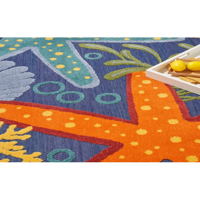 Nourison Aloha Navy Multicolor ALH24 6 ft. X 9 ft. Rectangle Rug