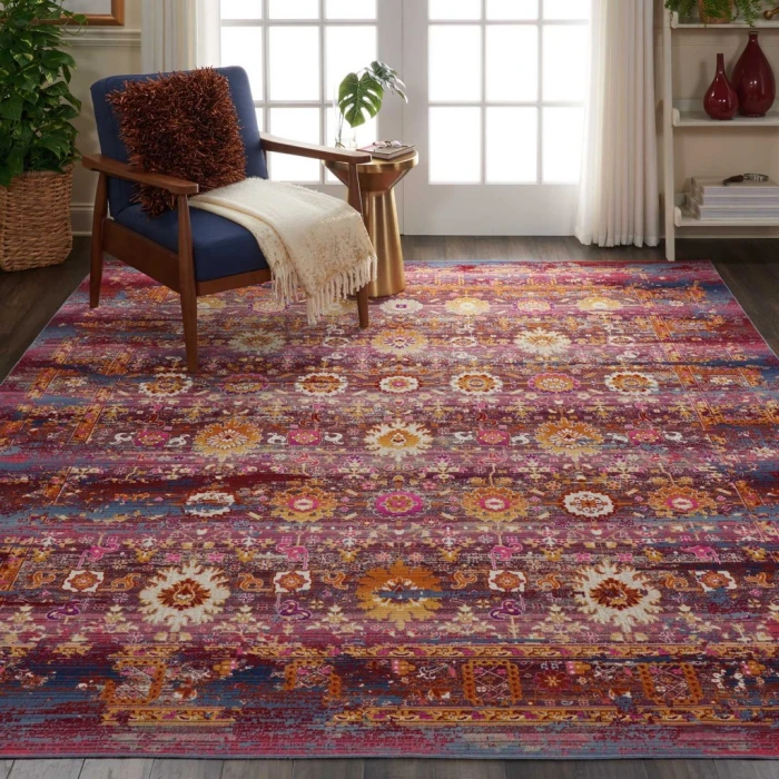 Nourison Vintage Kashan Area Rug VKA03-Red/Multicolor