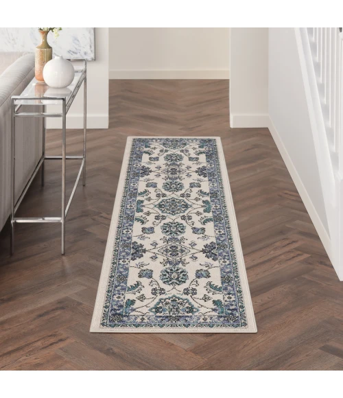 Nourison Home Nourison Essentials Ivory Blue NRE05 2 ft. 2 in. X 7 ft. 6 in. Rectangle Rug