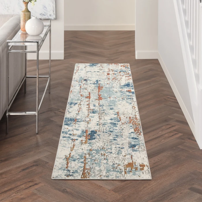 Nourison Quarry Beige Blue Rust QUA01 8 ft. Rect. Rug