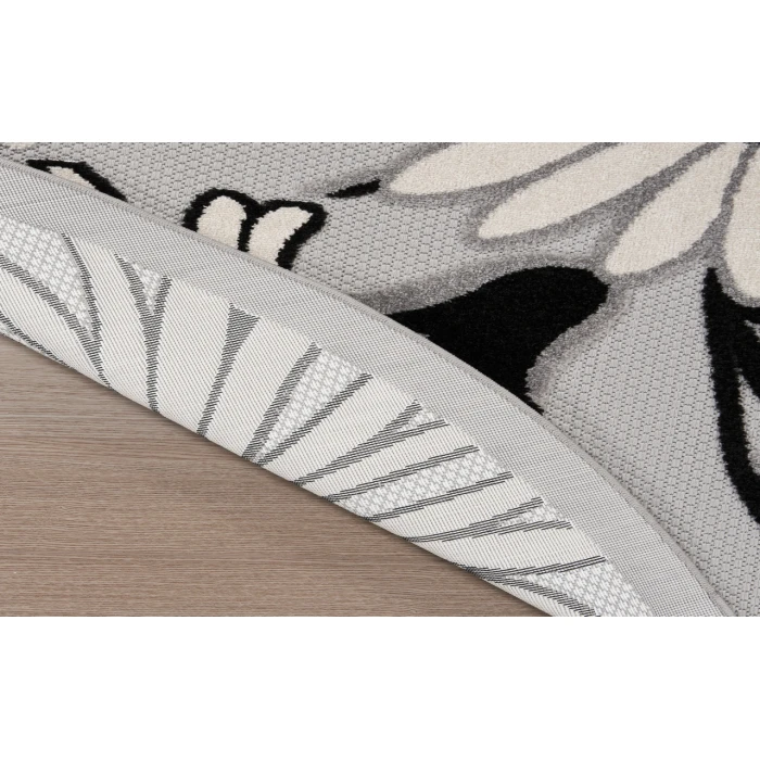 Nourison Aloha Black White ALH33 5 ft. 3 in. Round Rug