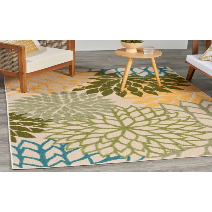 Nourison Aloha Green Multicolor ALH05 5 ft. 3 in. X 7 ft. 5 in. Rectangle Rug