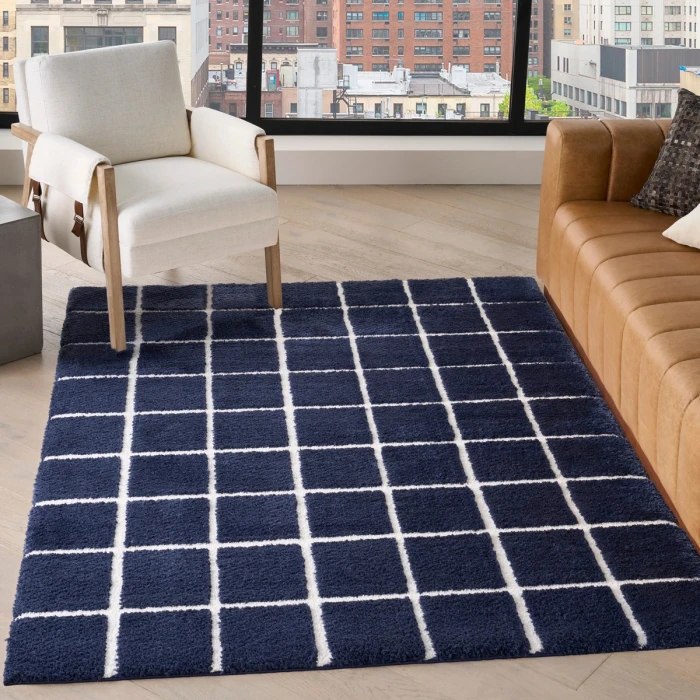 DKNY West End Ave Navy Ivory WTE01 5 ft. X 7 ft. Rect. Rug