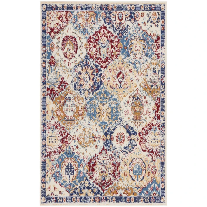 Nourison Grafix Blue Multicolor GRF31 5 ft. 3 in. X 7 ft. 3 in. Rectangle Rug